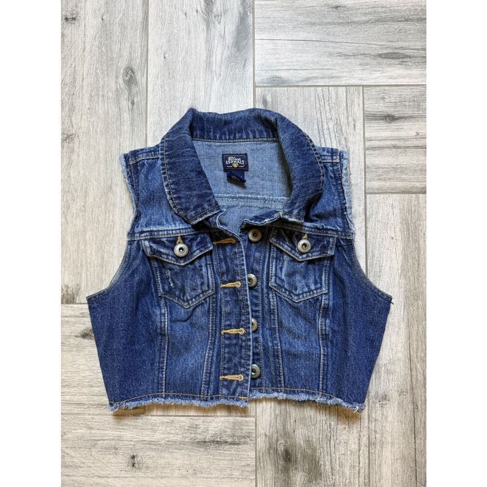Asphalt Blue Denim Crop Jacket Vest Size S